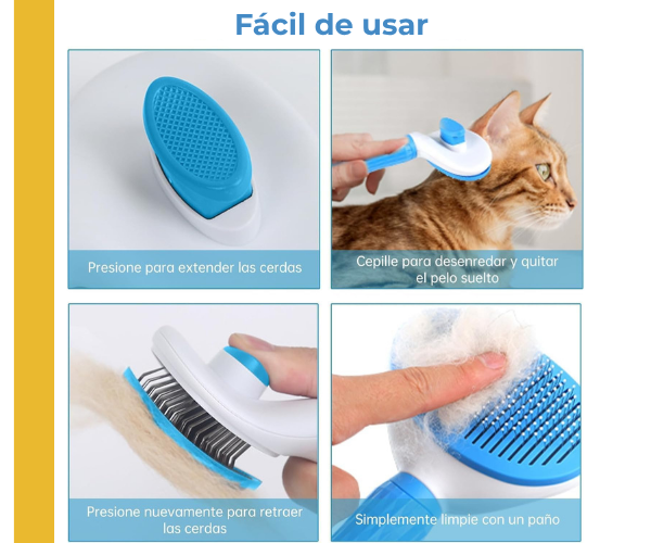 PeinaFácil™ - Cepillo Autolimpiante para Mascotas