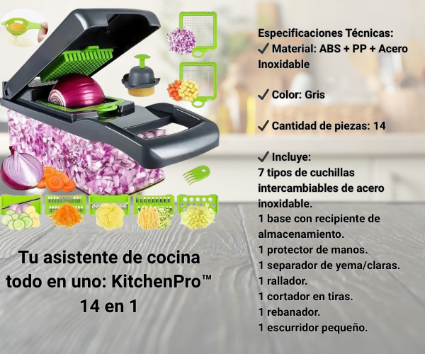 KitchenPro™ - Cortador Profesional de Verduras 14 en 1.