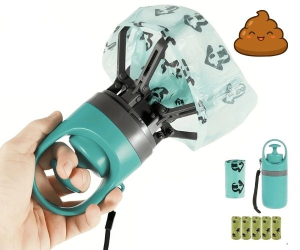 PooClean™ Recogedor portátil de excrementos para perros con bolsa integrada – Limpiador de desechos para mascotas sin contacto y de mano
