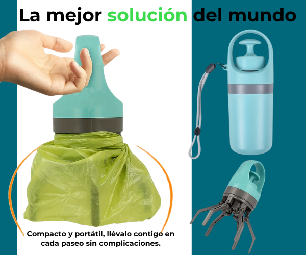 PooClean™ Recogedor portátil de excrementos para perros con bolsa integrada – Limpiador de desechos para mascotas sin contacto y de mano