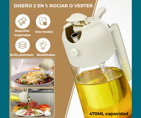 Dispensador de vidrio 2 en 1. DuoAceite™