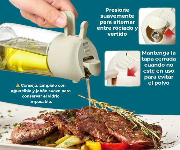 Dispensador de vidrio 2 en 1. DuoAceite™