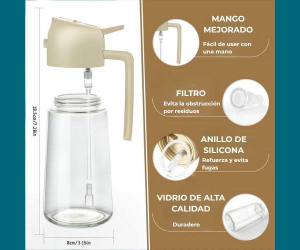 Dispensador de vidrio 2 en 1. DuoAceite™