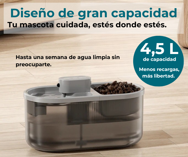 AquaPet Pro™ - Bebedero automático para mascotas 4,5 L. Recargable por USB y silencioso