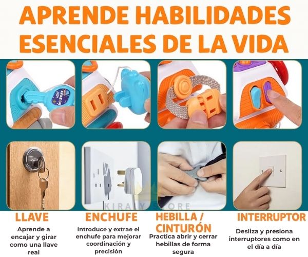 MiniExplora™- Cubo sensorial Montessori 10 en 1 para motricidad fina y juego tranquilo.