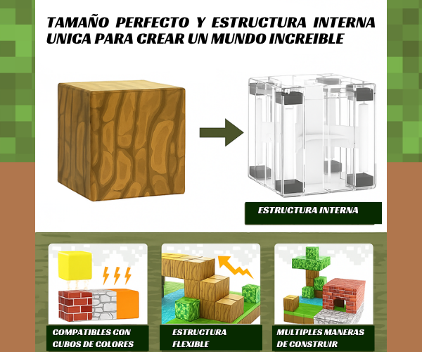 Minebloques™ -150 bloques magnéticos inspirados en minecraft.