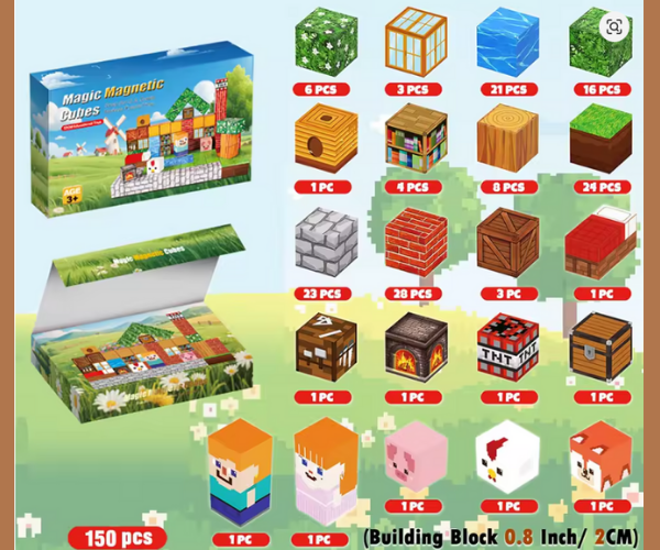 Minebloques™ -150 bloques magnéticos inspirados en minecraft.