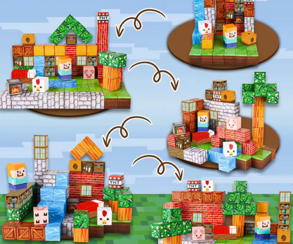 Minebloques™ -150 bloques magnéticos inspirados en minecraft.