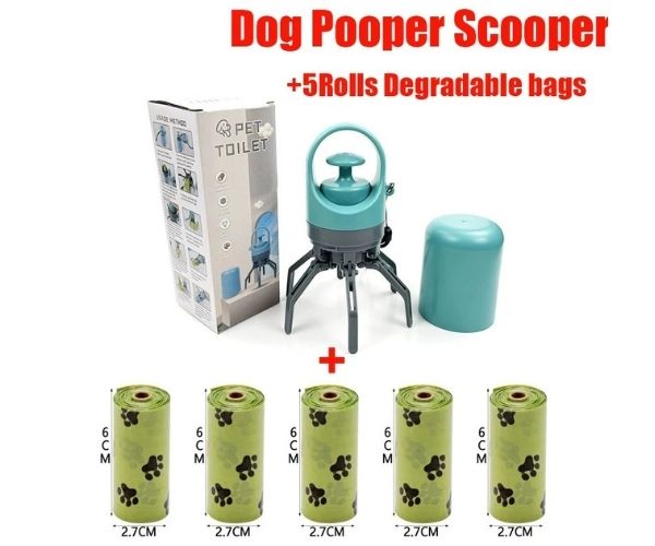 PooClean™ Recogedor portátil de excrementos para perros con bolsa integrada – Limpiador de desechos para mascotas sin contacto y de mano