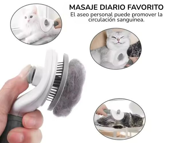 PeinaFácil™ – Cepillo Autolimpiante para Perros y Gatos / Eliminador de Pelo y Subpelo.